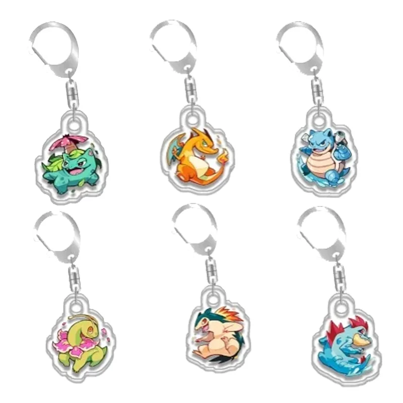 Llavero Colgante de Acrílico Hecho a Mano con Diseño Original de Venusaur, Charizard, Blastoise, Meganium y Typhlosion, Bonito Regalo de Anime