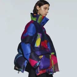 2023 piumini per donna inverno new midi fashion print colletto alla coreana leggero e spesso caldo piumino parka streetwear Y3225