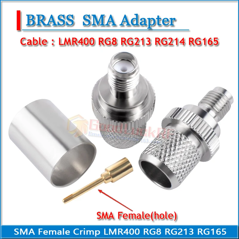 SMA RP-SMA RPSMA Female Crimp For LMR400 RG8 RG213 RG214 RG165 7D-FB Cable Straight 50Ohm Copper RF Connector Adapter