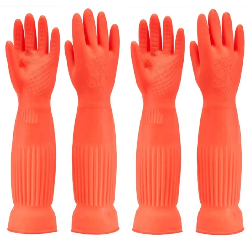 Commercial Kitchen Gloves - 1Pair Lengthen Dishwashing Cleaning Silicone Gloves