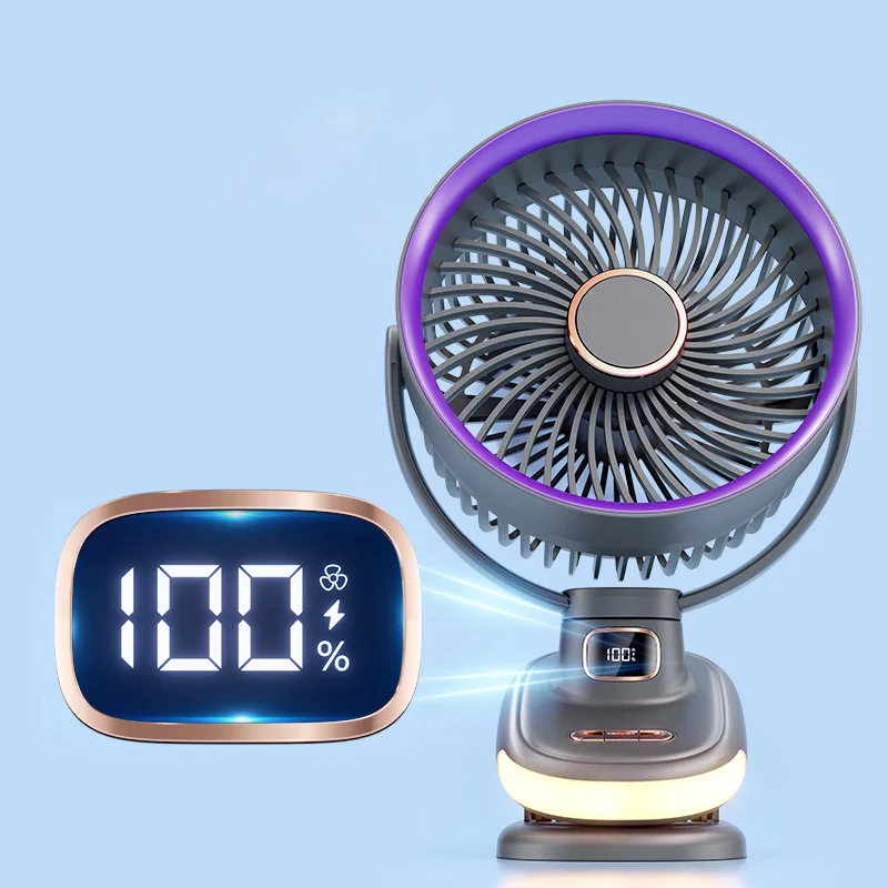 2024 Summer Fan Night Light Outdoor Camping Lighting Mini Rechargeable Air Circulation Portable Wall-mounted Desktop Fan