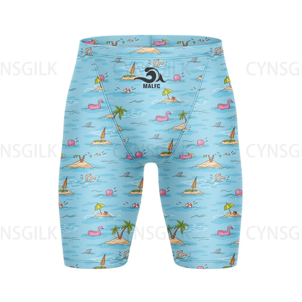 Summer New Gym Jammers Lycra Pants Men's Swim Jammer Swimsuit Shorts Swimming Trunks Beach Tights Shorts Surfing Diving Swimwear