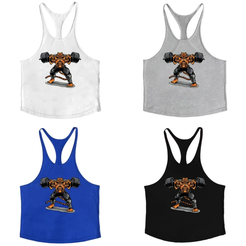 2025 Hot - Selling Men's Stringer Gym Vest - Muscle - Building Graphic Design, Breathable Sleeveless for Bodybuilding