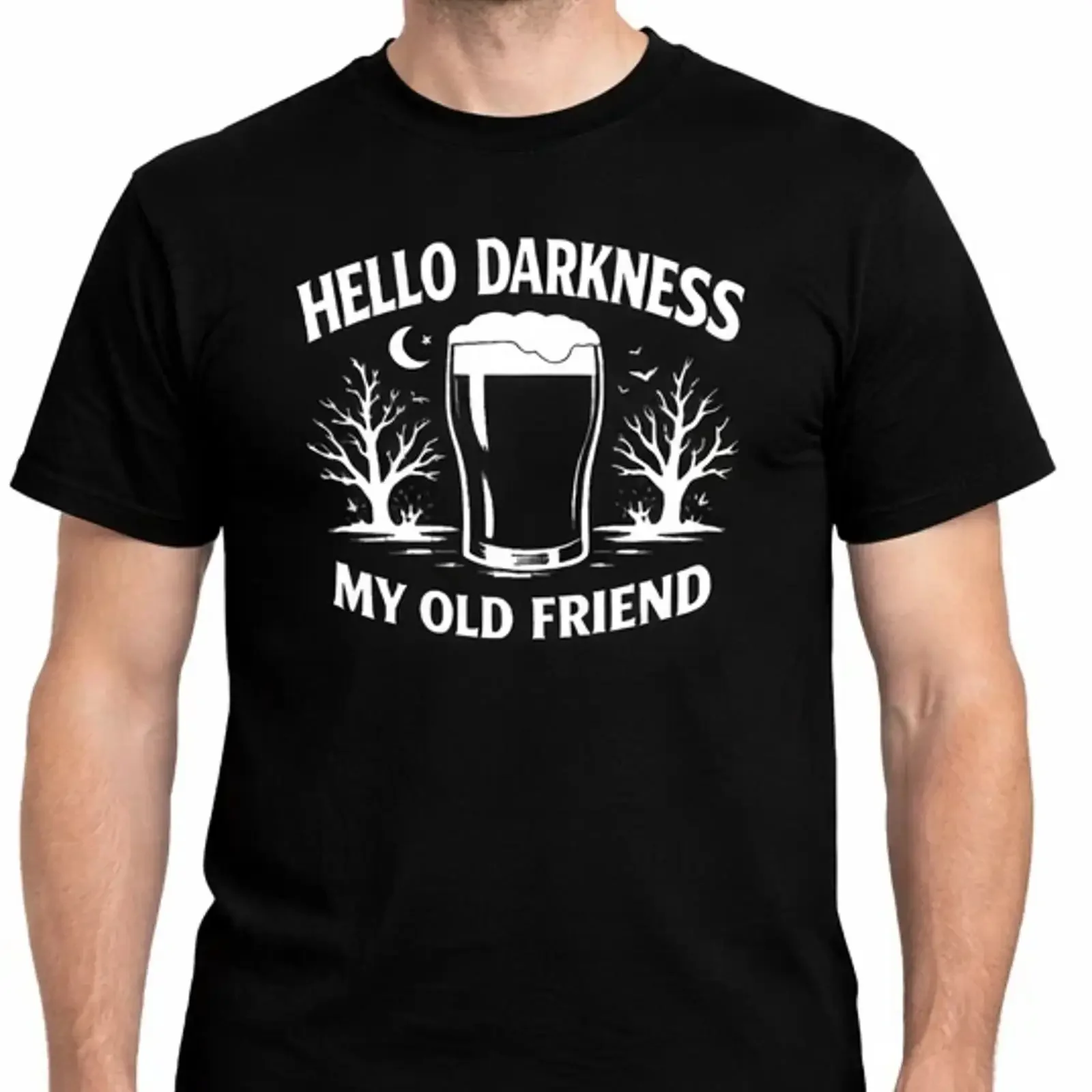 Erwachsene T Shirt Hello Darkness My Old Friend Stout Beer Dark Brew schwarz vintage Washed Slightly streetwear Stylish