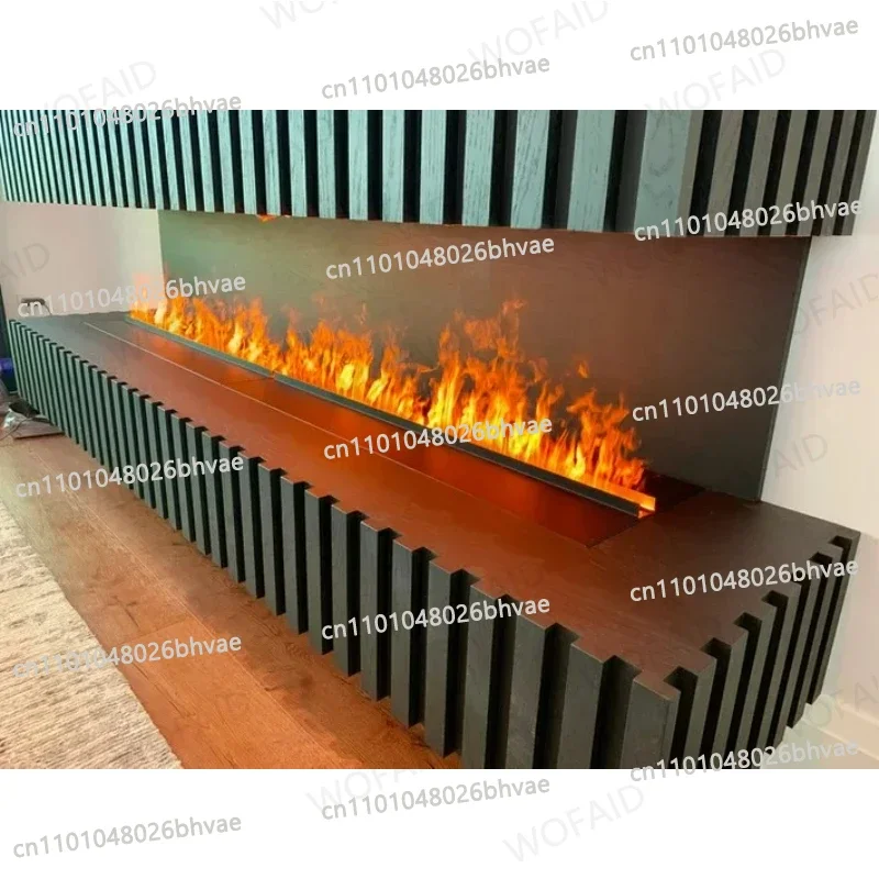 Chimenea Eléctrica Empotrable de 128 Colores con Control Remoto, Wifi, Vapor de Agua, Soporte para TV con Chimenea
