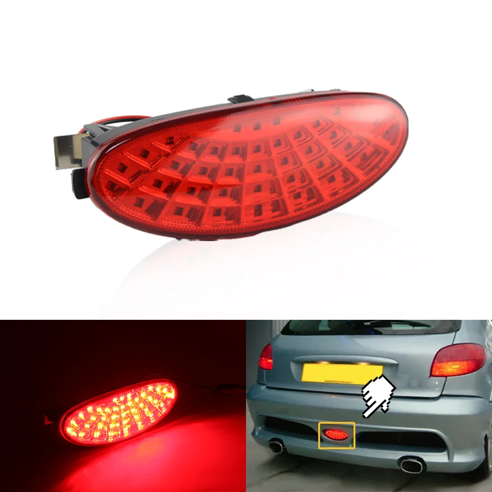 1PC 6351K5 Rear Bumper LED Running Fog Light Kit For Peugeot 206 Hatch / 206 CC /206 SW / 206 GTi Red Car Styling Accessories