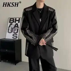 HKSH Spring Fashion High-end Heavy Industry Hot Diamond Trend Suit-Jacket Men Tide Vibe Streetwear Large Size Korean Coat HK0028