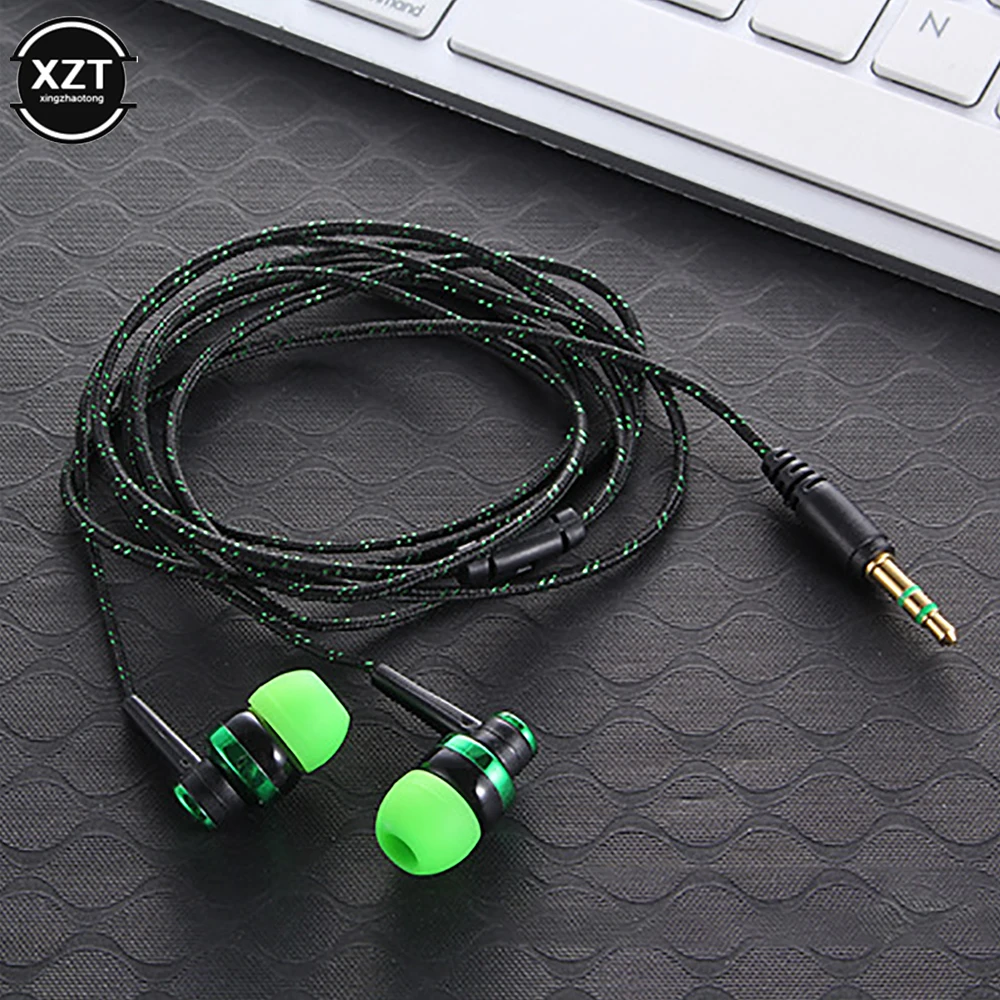 Novo 1pc Wired Fone De Ouvido Estéreo In-Ear 3.5mm Nylon Weave Cabo Fone De Ouvido Headset Para Laptop Smartphone Presentes Headphones