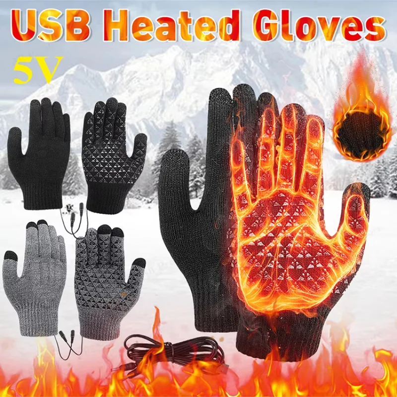 

New USB Heated Gloves Warm Waterproof Heated Gloves 3 Levels Temperature Adjustment Touch Screen Sensitive Sensing For Winter
