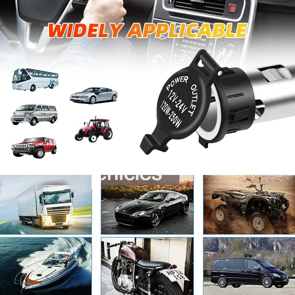 DC 12-24V Car Female Socket Power Plug Cigar Lighter Socket Car Cigarette Lighter  Auto Motorcycle Marine Atv Rv Accessories
