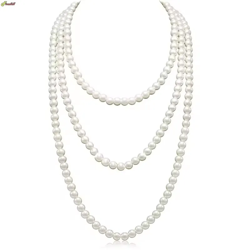 New Women Jewelry Pearl Bead Necklace Long Sweater Chain Necklace For Women Dress Accessories Gift For Girl Mother