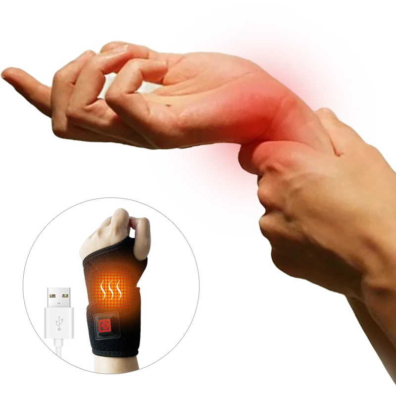 Wrist Brace Arthritis Tendonitis Carpal Tunnel Hand Wristband Protector Electric Heating USB Rechargeable Breathable Support Pad