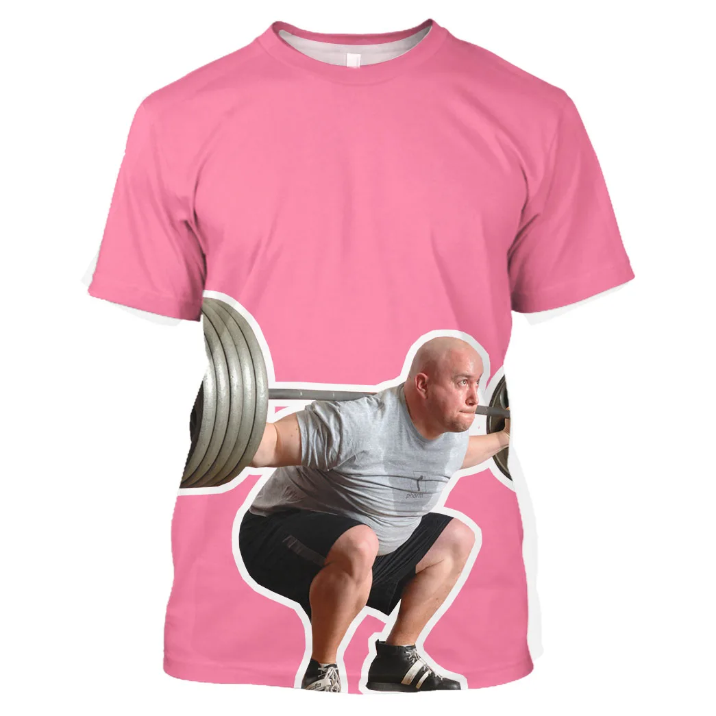 Jumeast Men 3D Graphic Tees Oversized Printed T Shirts For Men Clothing Harajuku Gym Sport Boy Running Wear Anime Dumbbells Tops