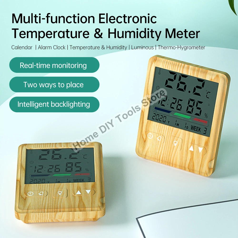 

Multifunction Thermometer Hygrometer Automatic Electronic Temperature Humidity Monitor Sensor Weather Station With Backlight