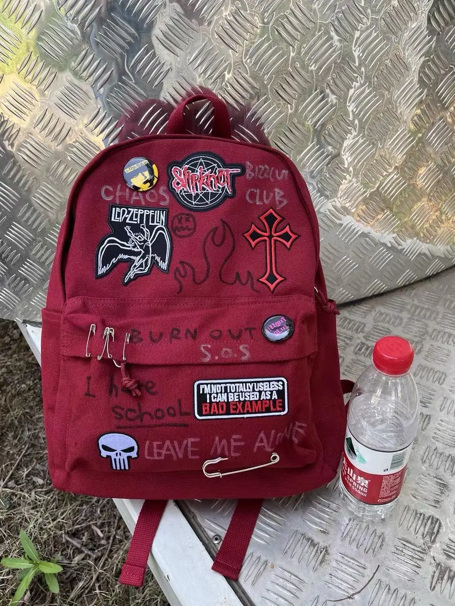 Mochila Punk Y2K 2024, mochila de moda de gran capacidad de Rock rojo fresco, bolso de ocio para mujer, bolso cruzado para mujer, bolsos