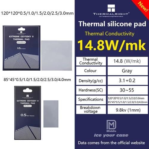 Imagen 2 del producto Thermalright ODYSSEY II 2.a generación 14,8 W/MK almohadilla de silicona almohadilla térmica CPU/GPU tarjeta gráfica placa base almohadilla térmica 84x45x4.0