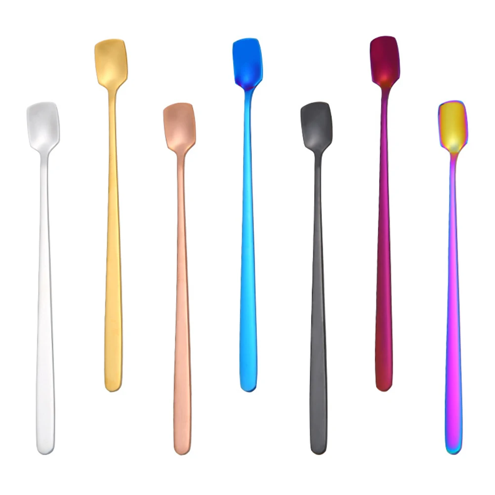 

7pcs Coffee Spoon Stainless Steel Mixing Stirring Spoons for Drinks Salt Seasoning Food Serving Kitchen Gadgets