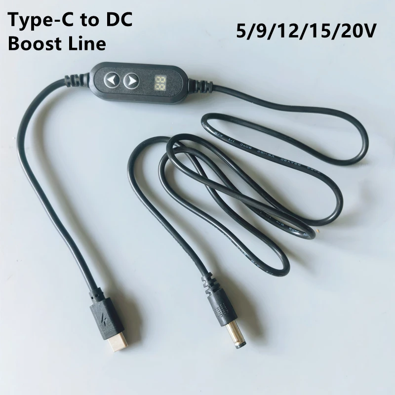 1/2/5 Pieces USB C to DC 5.5*2.1mm Power Boost Cable 5V/9V/12V/15V/20V Adapters Fast Charging For Wifi Router TV BOX