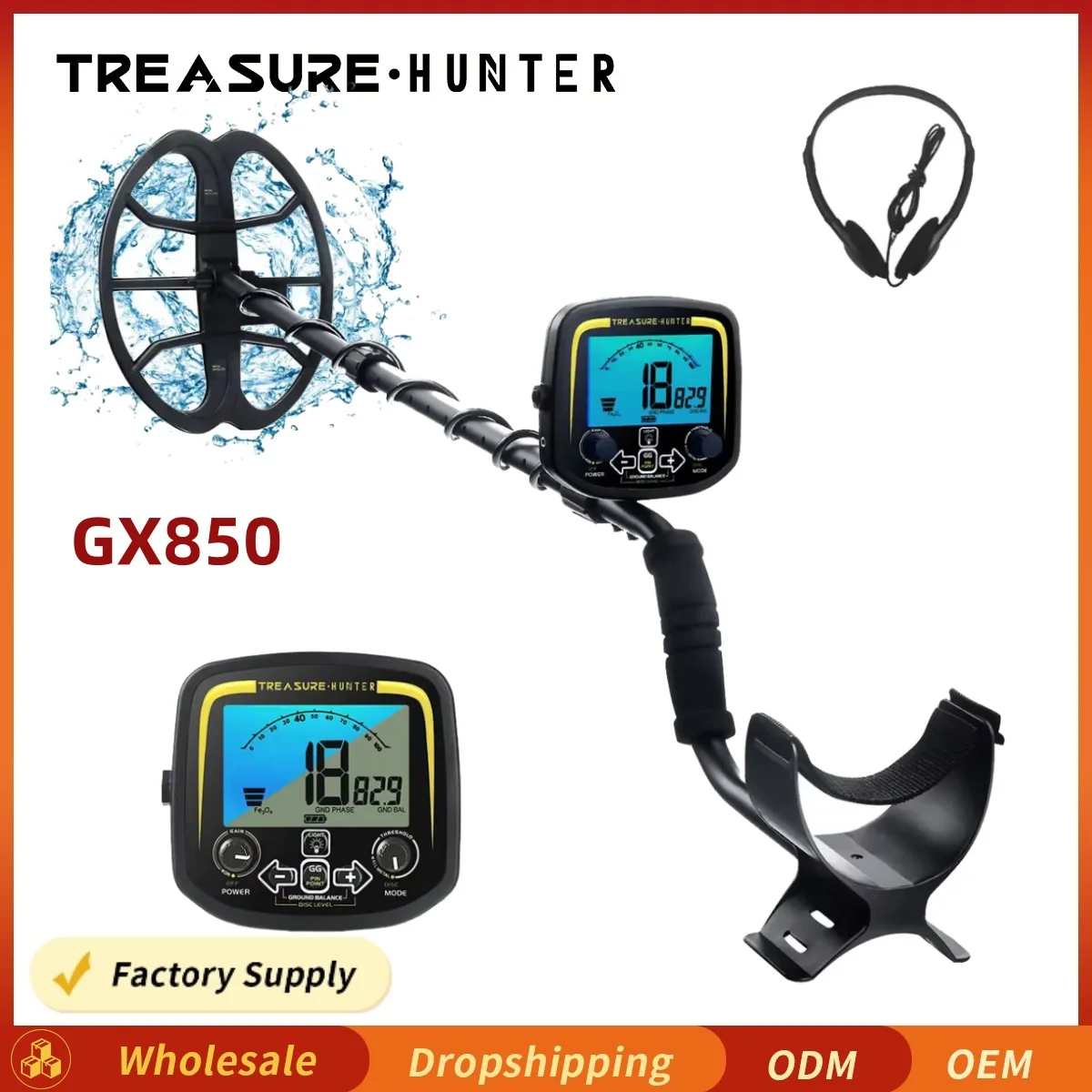 Treasure Hunter GX850 11inch Coil Metal Detector 850 Professional Underground Waterproof Gold Detector Pinpointer With Headphone