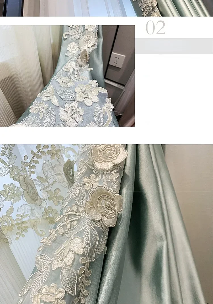 Moderner neuer Vorhang für Schlafzimmer und Wohnzimmer, fertige europäische französische Villa Cortinas Para La Sala – Detail 4