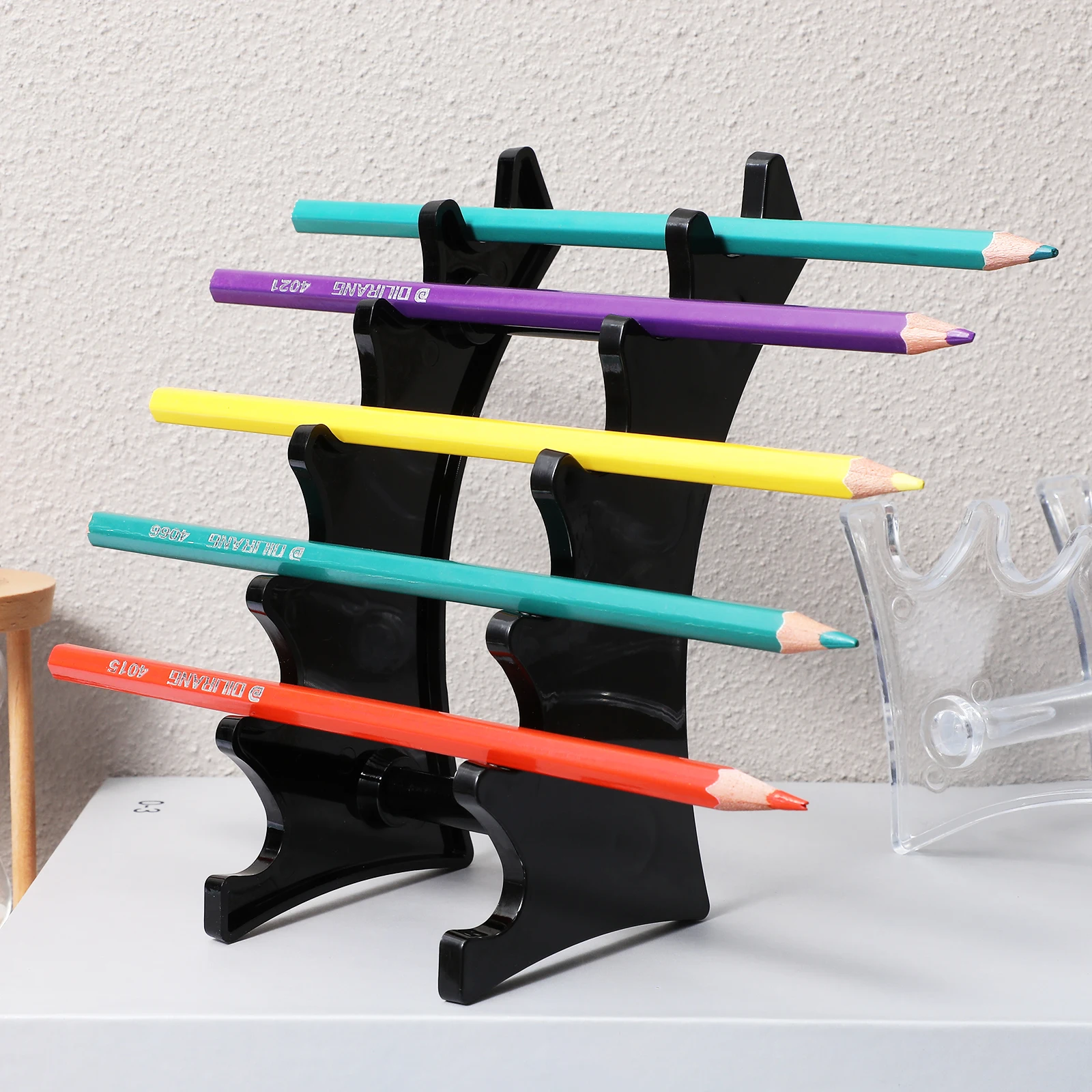 

2pcs Holder Desktop Organizer Stable Multiple Slots Storage Stand Office Desk Pen Organizer Rack Horizontal Pen Display Stand