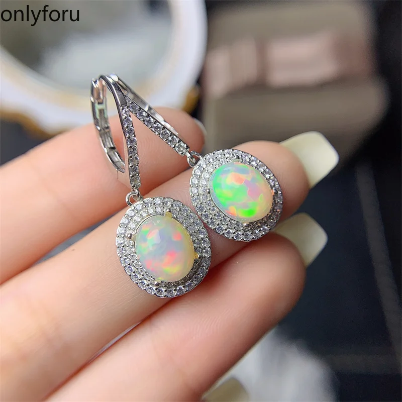 Natural Opal Earrings for Party 8mm*10mm Opal Drop Earrings Fashion 925 Silver Opal Jewelry Drop Earring