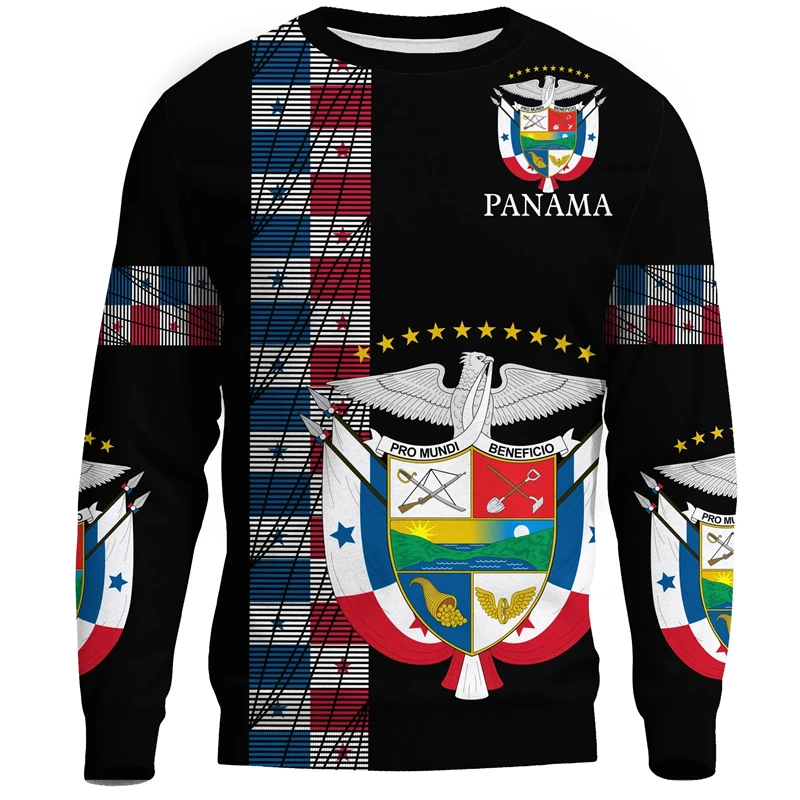 بنما العلم شعار نمط رجل بلوزات الخريف تصميم جديد عادية كم طويل الرجال النساء البلوز Crewneck رياضة القمم رياضية