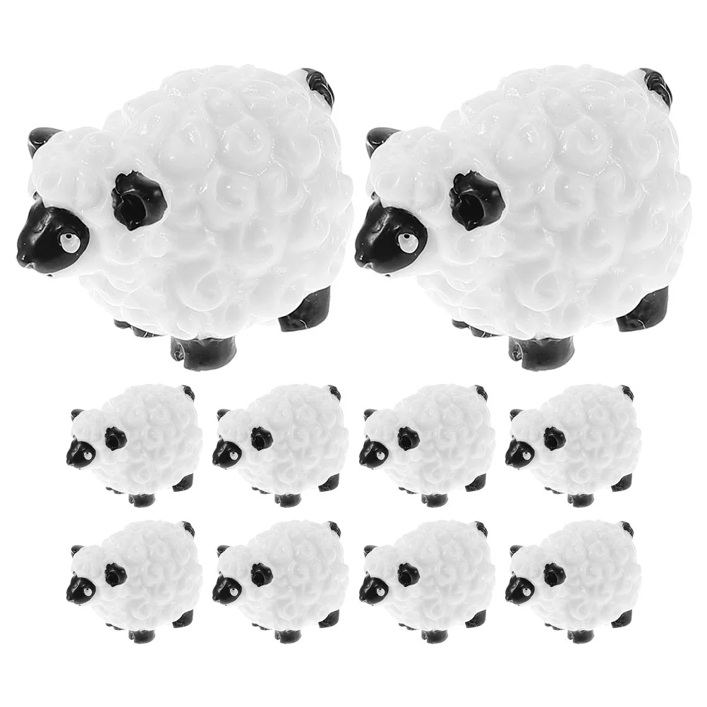 10 Pcs Accessories Micro Landscape Ornament Office Miniature Lamb Figurines Resin Lawn Sheep Decor