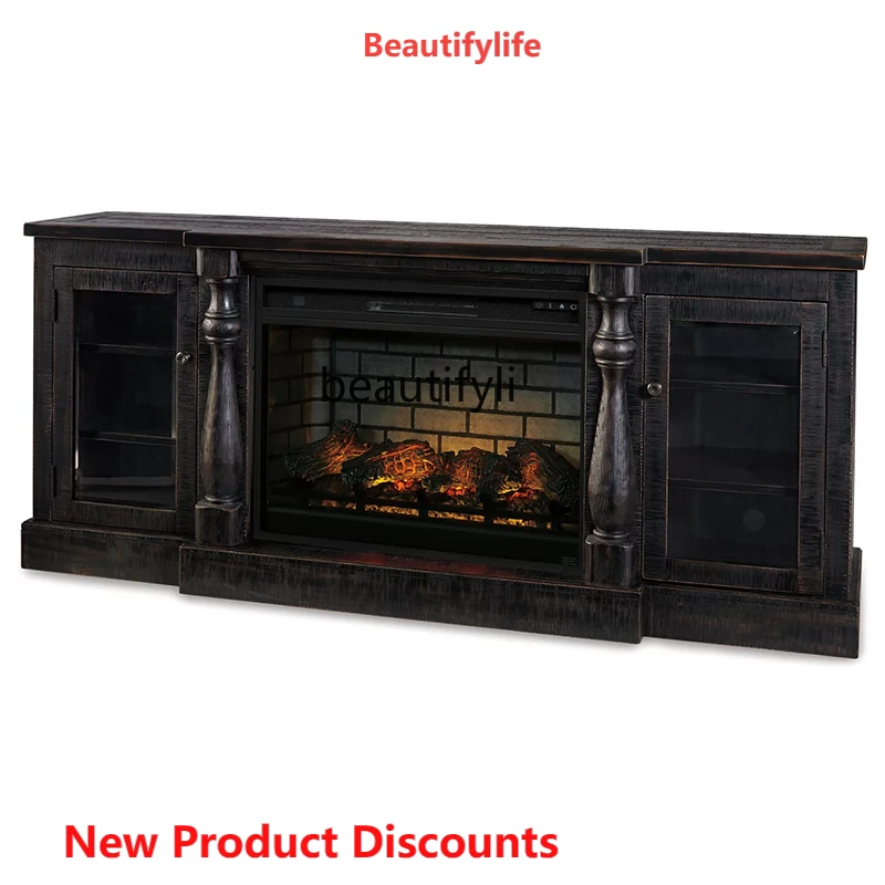 

X188 American Grille Black Fireplace Mantel Living Room Decoration Entrance Cabinet Background Wall TV Cabinet Floor Cabinet