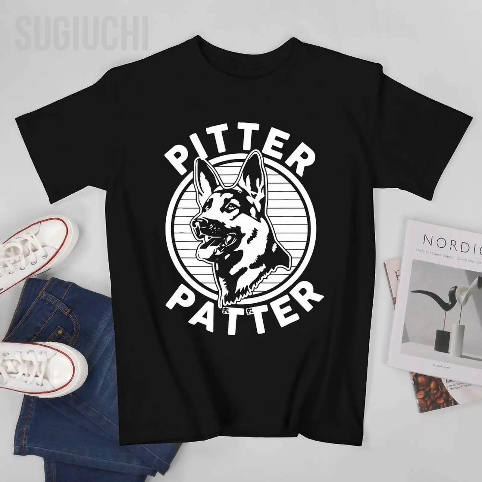 

Men Pitter Patter - Dog German Shepherd Dog Rescue Woof Tshirt Tees O-neck T Shirts Women Boys 100% Cotton Short T-Shirt Unisex