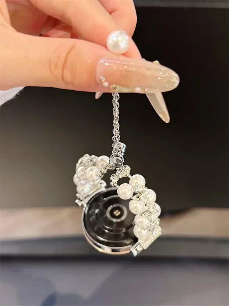 

Halo Sparkling Diamond Pearl Bead Bracelet Advanced Suitable for HW Watch Fit3/Fit4 Straps and HW Band 8/9/10NFC Handmade Straps