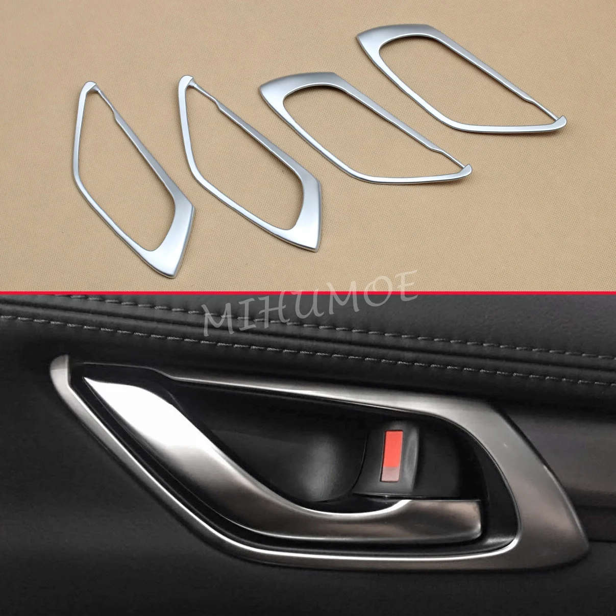 Matte Chrome Car Interior Door Handle Surrounds Trim For Mazda CX-5 KF 2017 2018 2019 2020 2021 2022 2023 2024 2025