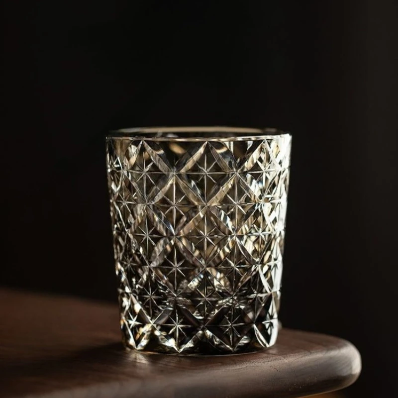 

Ice crystal cup Japanese whiskey glass gift cup rosewood, ebony, white pear wood, rosewood, nice wood white section pine