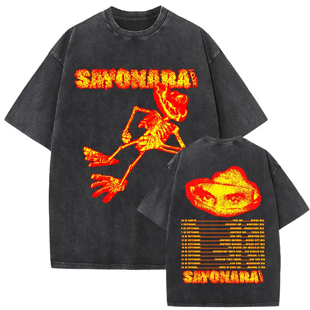 

Rapper Alvaro Diaz Sayonara Album Vintage Washed T Shirts Mens Clothing Hip Hop Fashion Oversized T-shirt Casual Cotton T-shirts