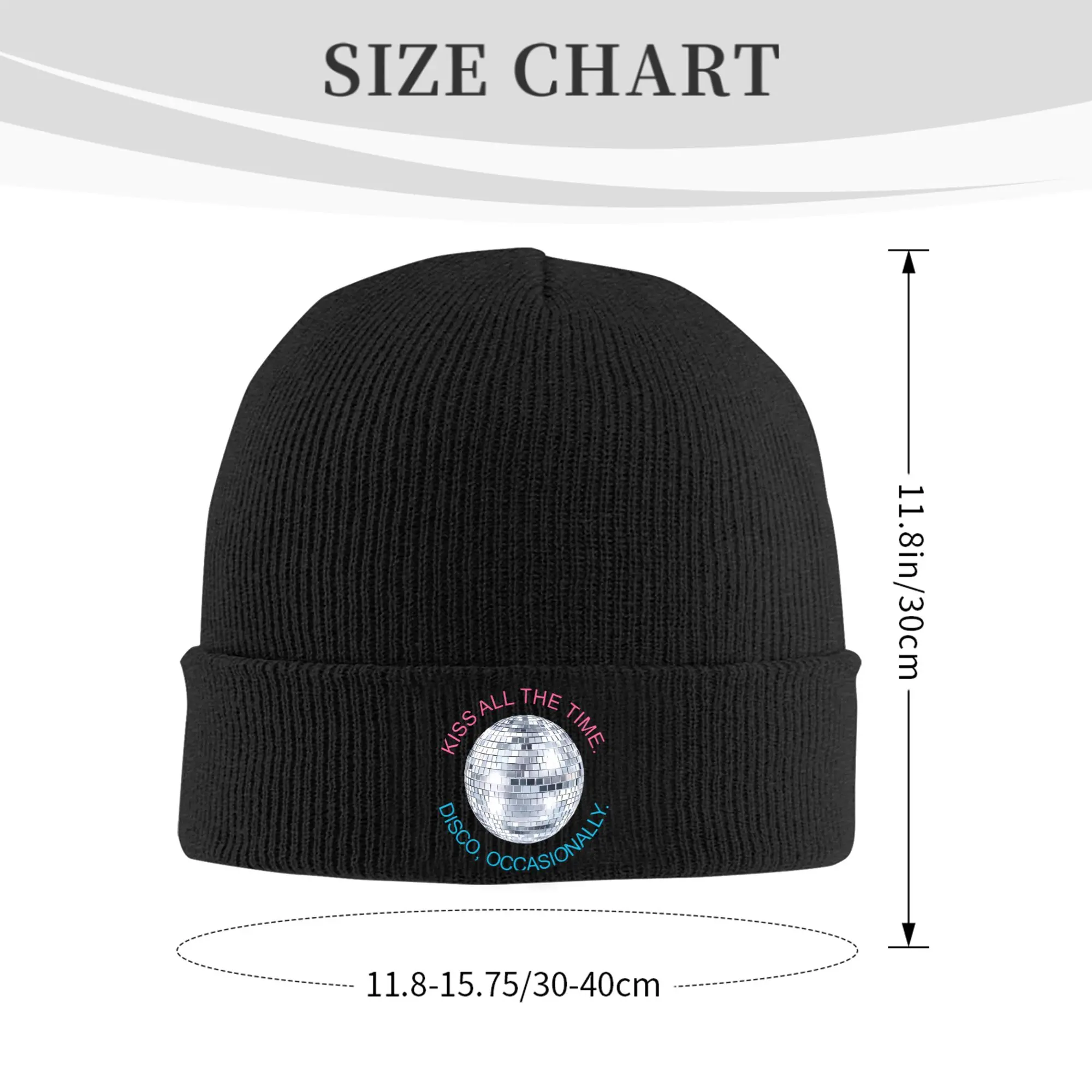 Kiss All The Time Disco Knitted Hat for Women Men Beanie Winter Hat Acrylic Muisc Warm Melon Cap