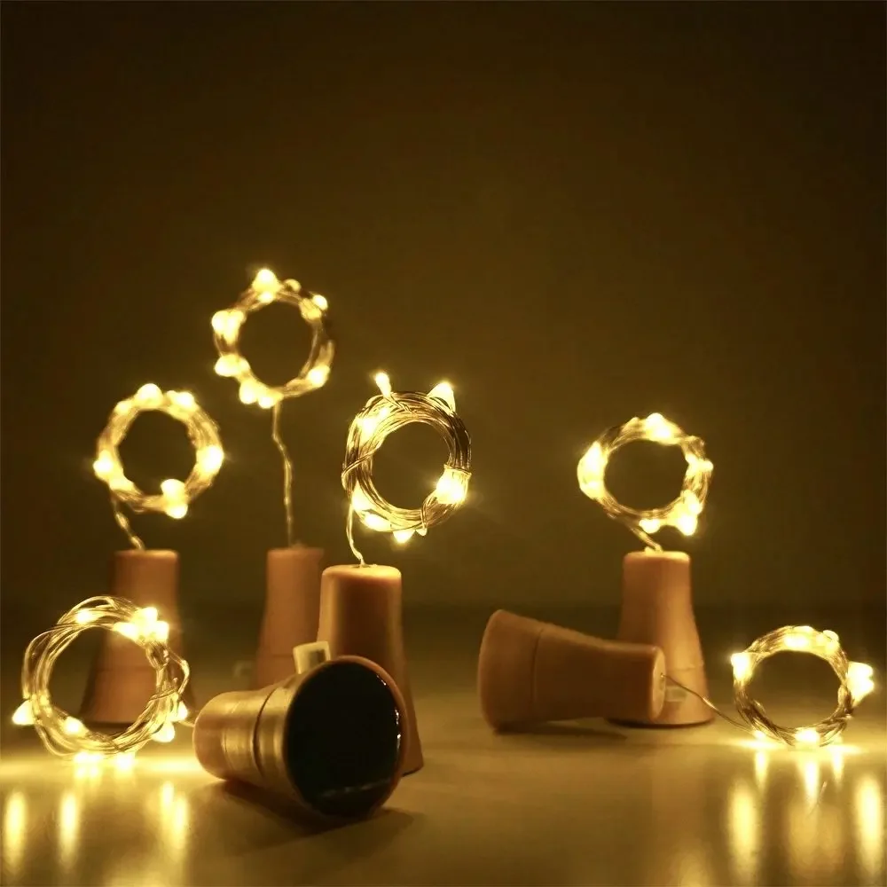 2M 20LEDs Solar Wine Bottle String Light Solar Copper Wire Fairy Lights Cork Shape Christmas Lamp for Wedding Party Garden Decor