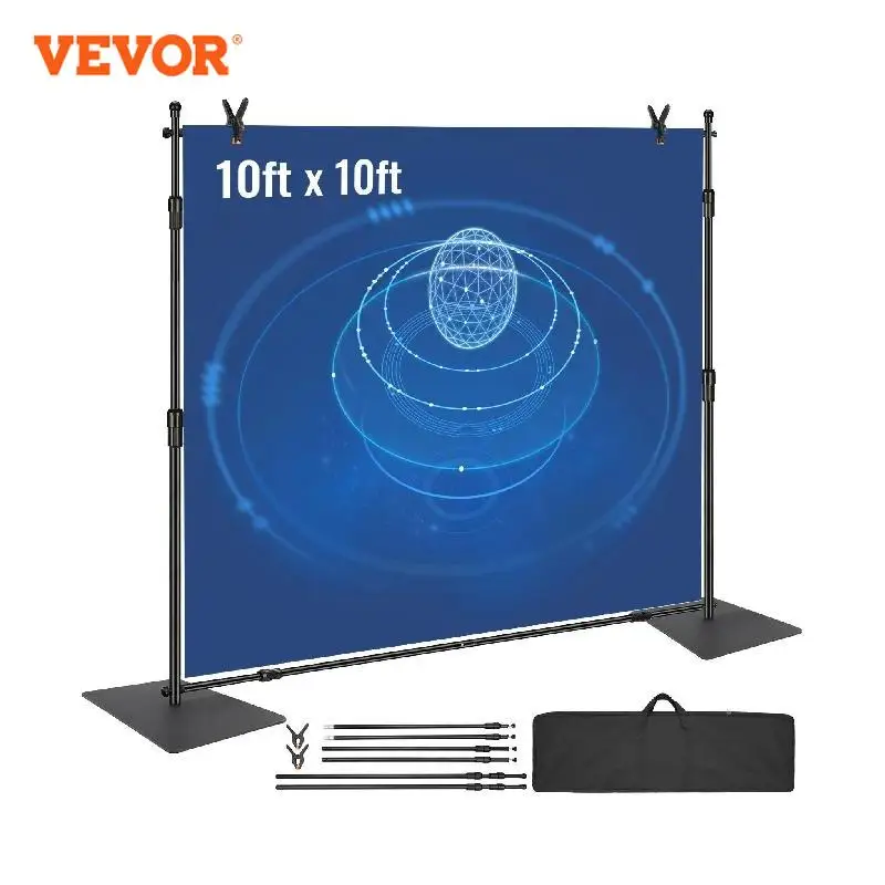 

VEVOR 10 x 10 ft Heavy Duty Backdrop Stand Height Adjustable Photography Backdrop Stand for Party Wedding Display Exhibition