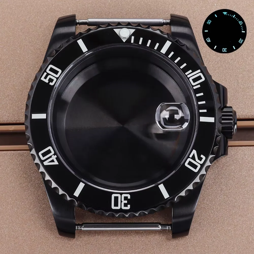 

Hot Sale 40mm Men's Watch Case Sapphire Glass Waterproof For SUB NH35 NH36 NH34 Miyota8215 ETA 2824 Luminous Bezel Repair Parts