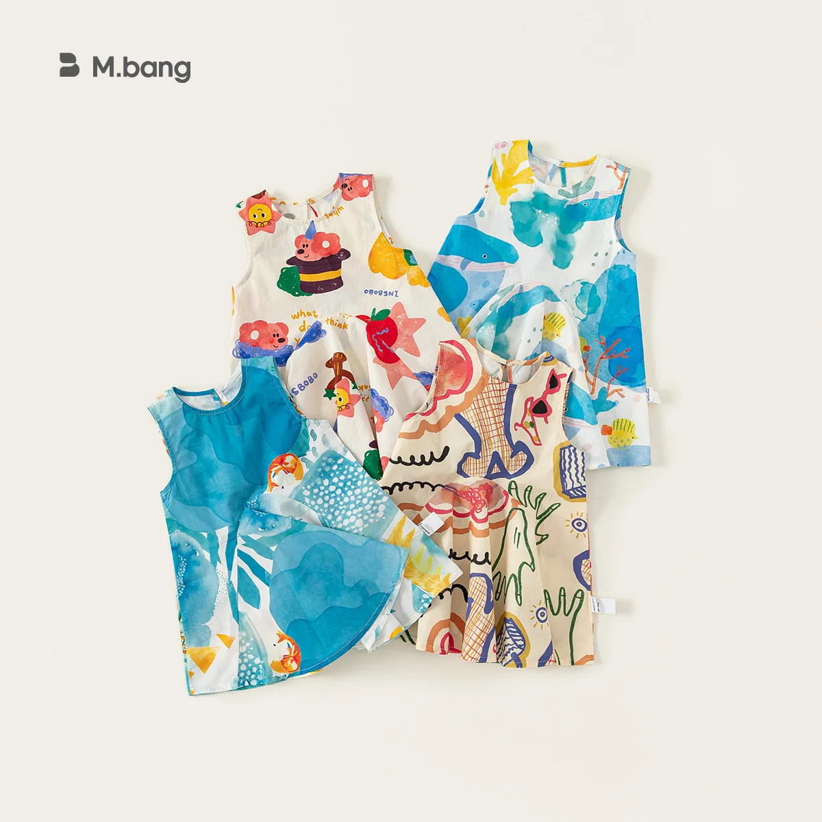 ملابس الأطفال الفتيات فستان الصيف بلا أكمام شخصية الكتابة على الجدران المتوسطة والصغيرة ألف كلمة تنورة فتاة طفل الأطفال تنورة