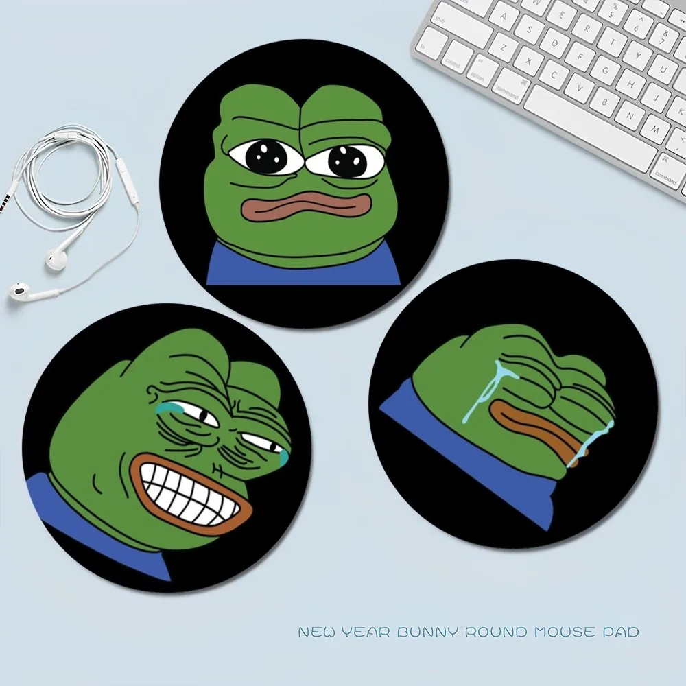 P-Pepe frog Mousepad INS Tide Round Keyboard Mat Table Mat Students Cabinet Gamer Desktop Mousepad Cup Mats Deskpad Home Decor