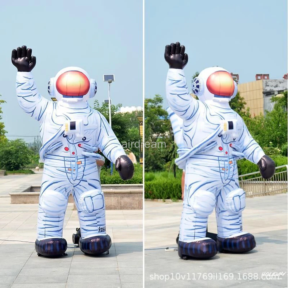 Customizable Giant Inflatable Waving Astronaut Air Blow Space Man with LED Light Inflatable Astronaut Event Stage Decor Props