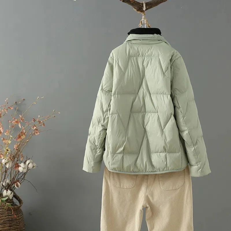 Warm Temperament Short Model Down New Disc Buckle Lax Coat Cotton Clothing Jacket Women  Winter Coat Women  Winter  Coat Women
