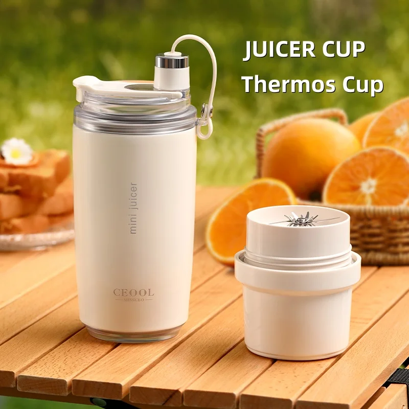 

Portable Juicer Blender 304 Stainless Steel Thermos Bottle Juicer Mixer Smoothie Blender Electric 26 Blades Juice Extractor