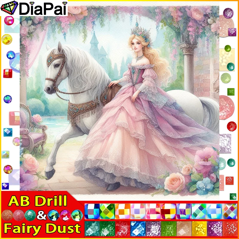 

DIAPAI сказочная пыль AB 5D DIY алмазная живопись "Портрет Красота Лошадь" полная дрель смола Алмазная вышивка крестиком домашний декор