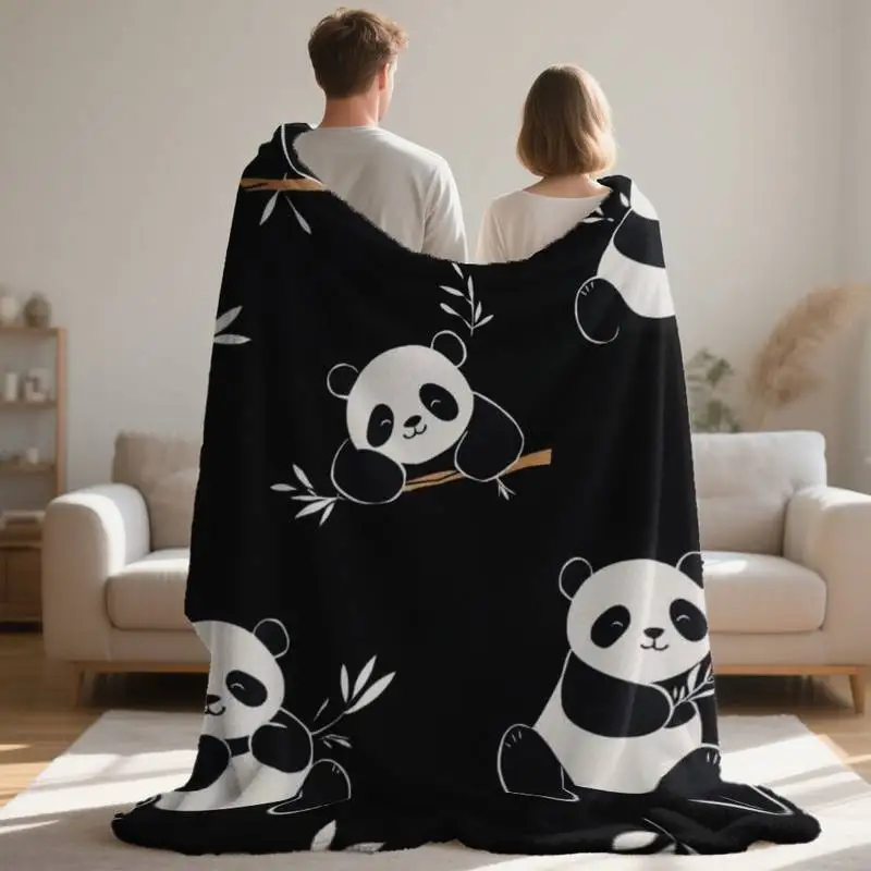 

Милое одеяло с изображением панды и бамбука, мягкое уютное фланелевое одеяло для дивана, кровати, подарок для любителей животных и детей