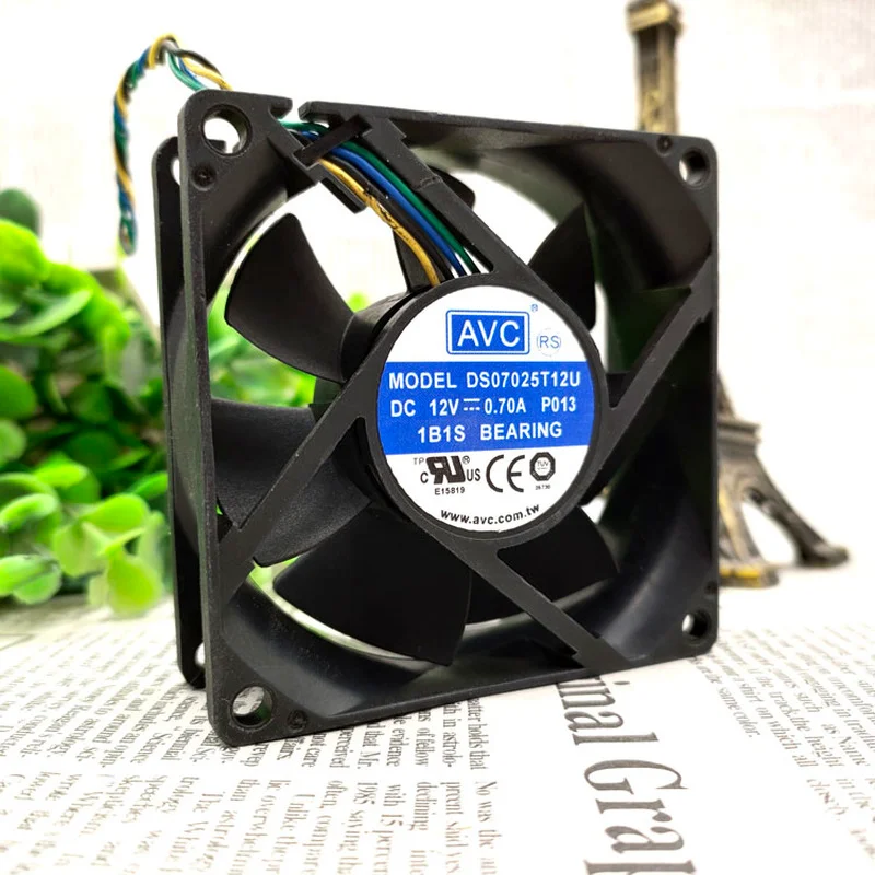 New Fan For AVC DS07025T12U 7025 7cm DC 12V 0.70A 4-wire Temperature Control Large Air Volume Chassis Fan CPU Radiator