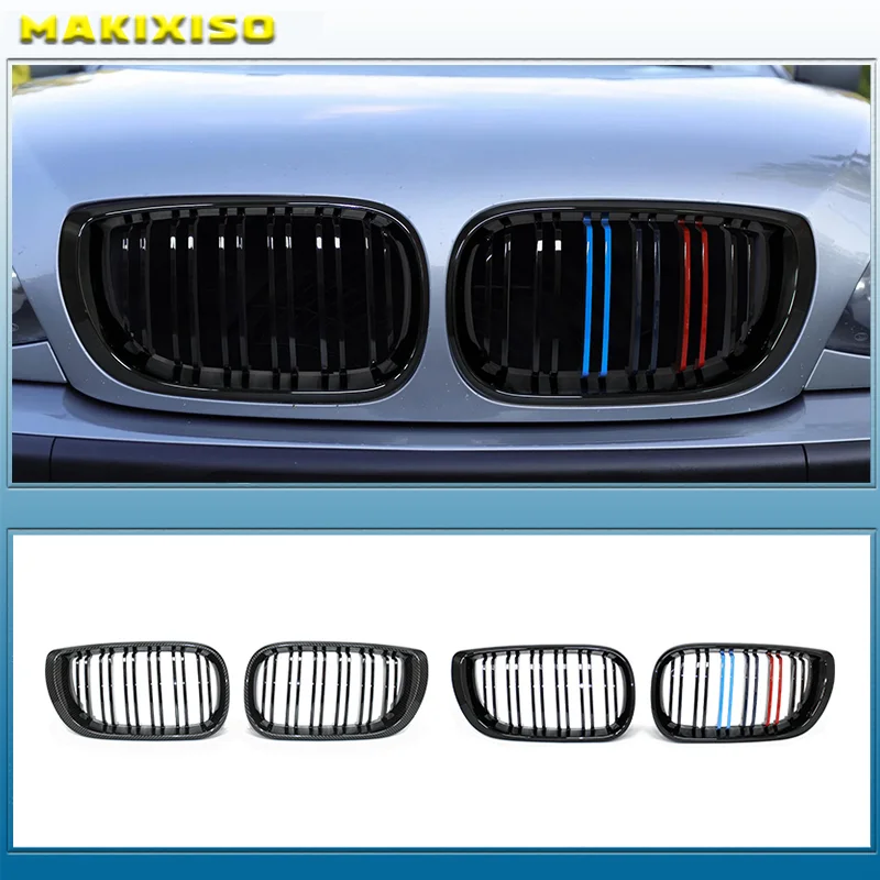 Front Center Bright Black Wide Kidney Hood Grille Grill For BMW E46 Saloon 4 Doors 3 Series 2002 2003 2004 2005 320i 325Xi 330Xi