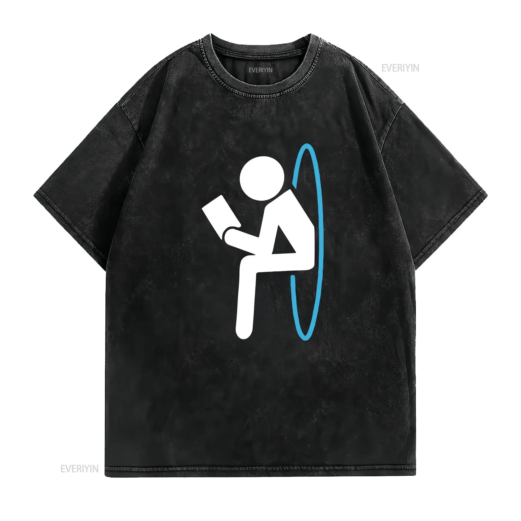 Portal 2 Dump Funny Video Game T Shirt vintage Washed designer clothes Slightly streetwear Breathable homme fashion Stylish