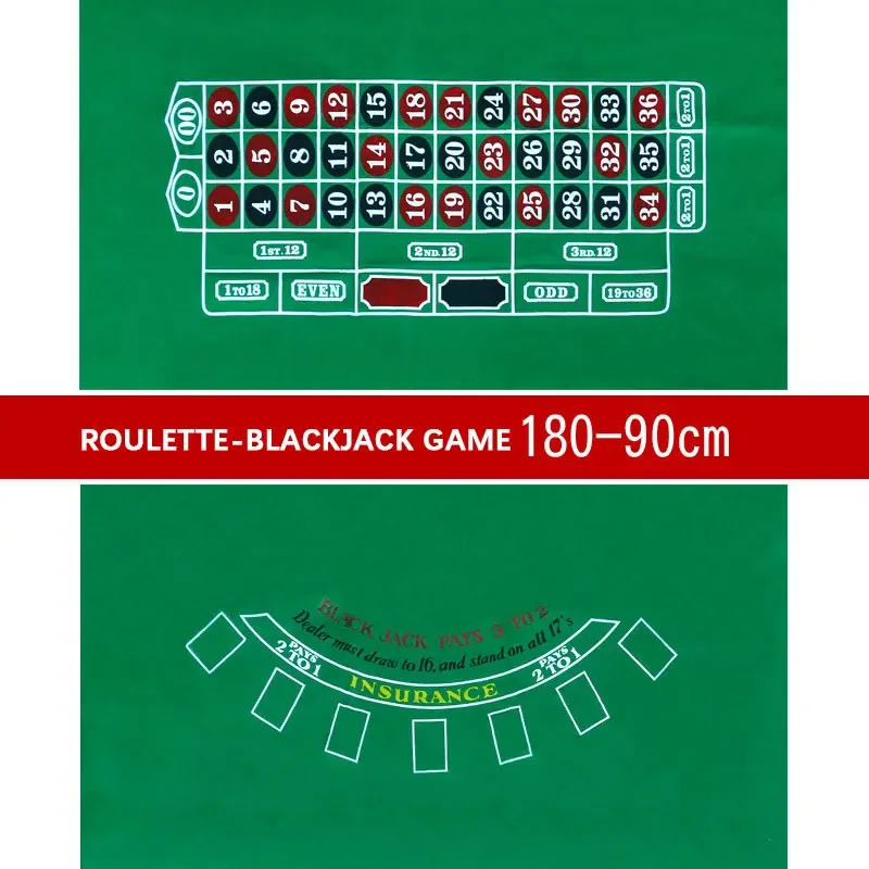 90x180cm 부직포 양면 게임 테이블 천으로 포커 테이블 매트 블랙잭 홀드 'em 바카라 주사위 크기 턴테이블
