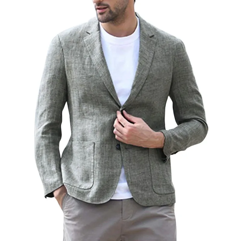 Hot Sale Men's Casual Fashion Suit, European and American Linen Summer Men's Blazer Men Clothing Korean Fashion